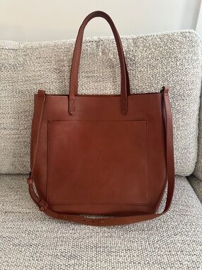 Madewell Leather Tote Bag in Cognac Brown - Women's Shoulder Bag